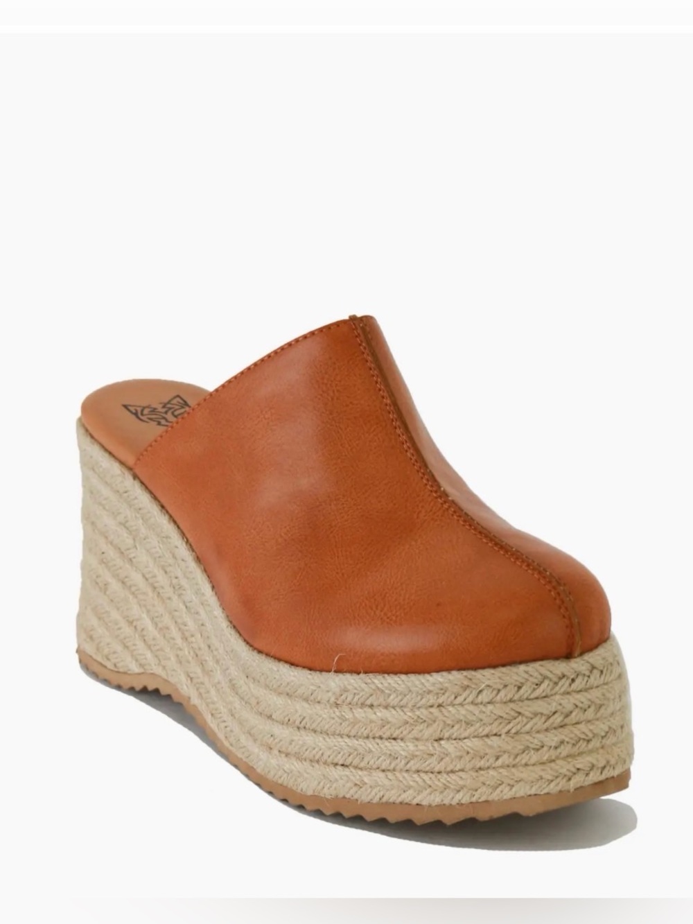 BEAST FASHION Raffia Platform Slide Closed Toe Sandal | NWT